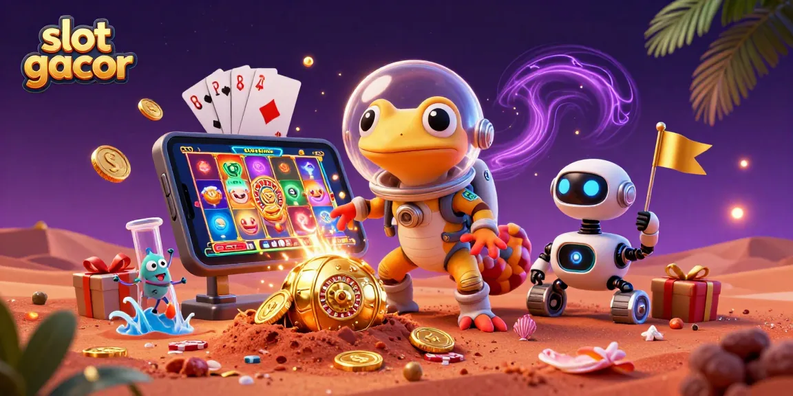 Experience thrilling action with slot gacor as a Martian gecko discovers a casino in an immersive 3D scene.