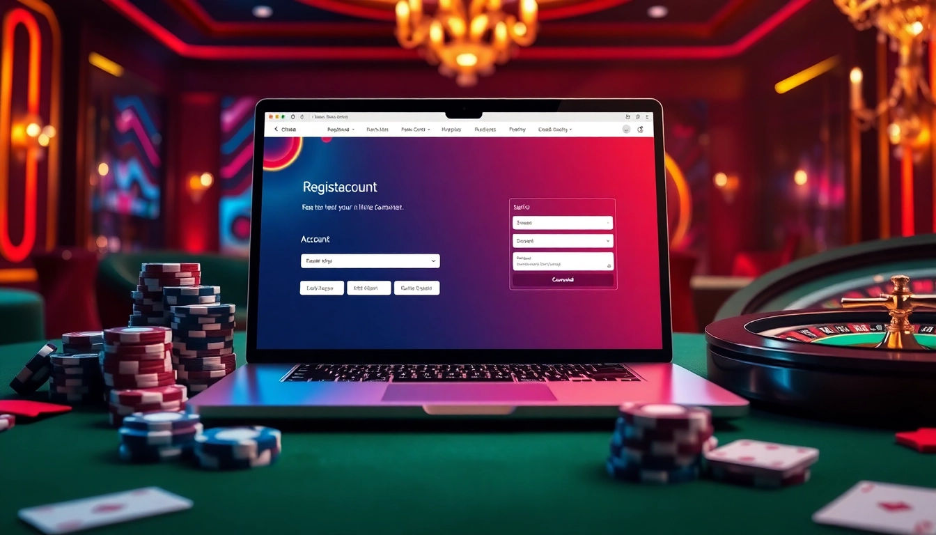Registering an account at 68VIP, showcasing luxury and excitement in a vibrant casino setting.