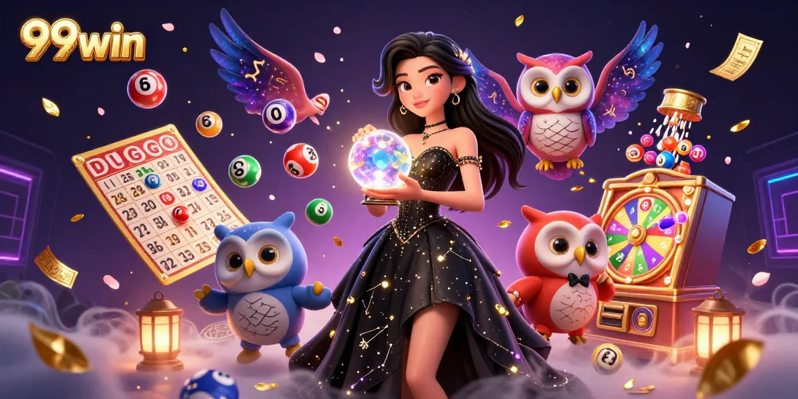 Engage with the mystical 99win experience, featuring vibrant lottery elements and captivating characters.