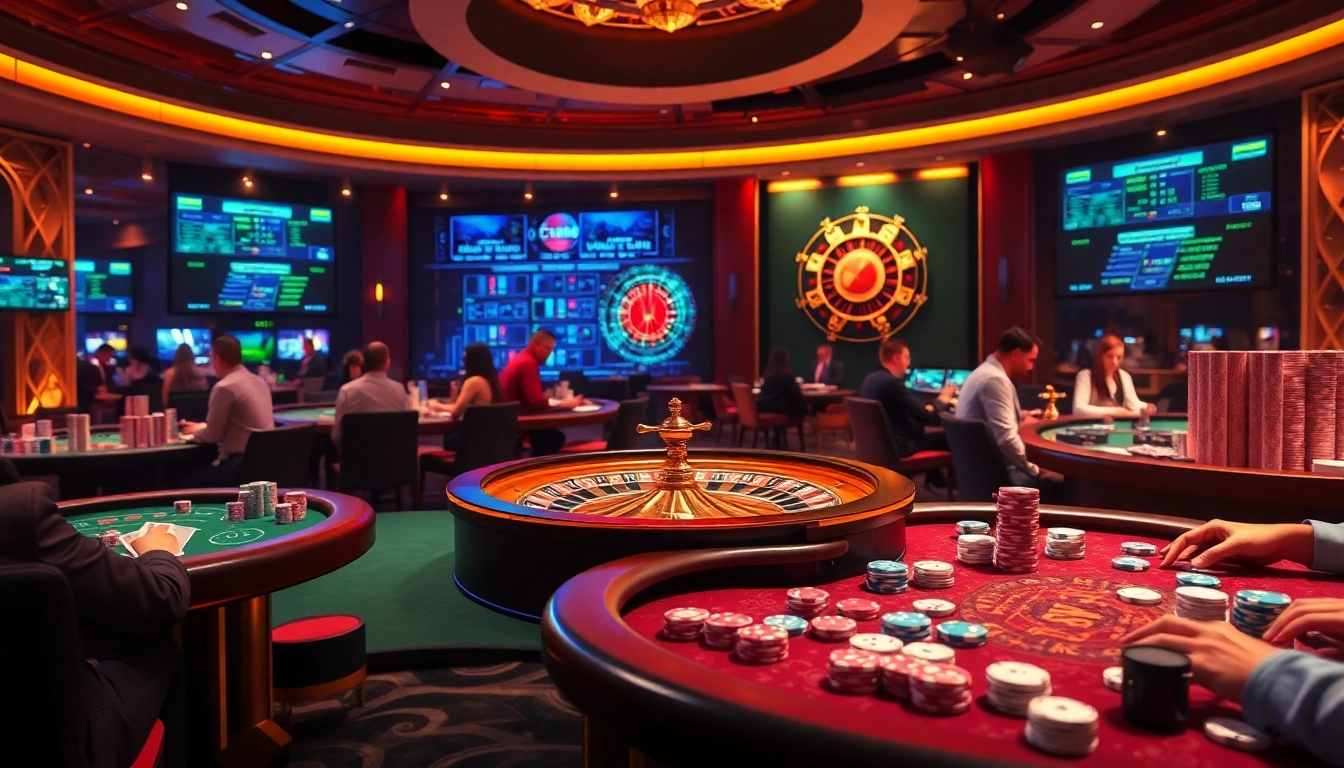 Experience the thrill of gambling at tv88.page with vibrant casino tables and engaging players.