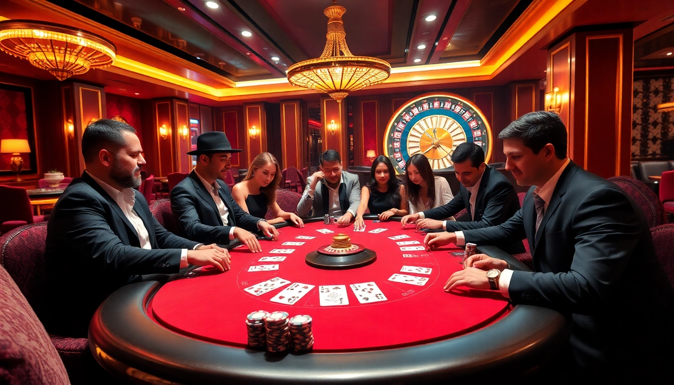 Players strategizing at a high-stakes poker game on https://33win.fast/, showcasing luxury and excitement.