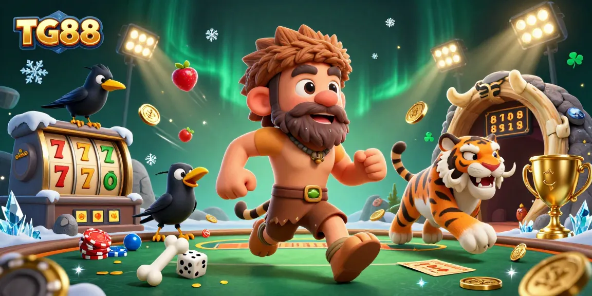 TG88 Casino illustration showcasing lively characters in a vibrant gaming environment with dynamic slot elements.