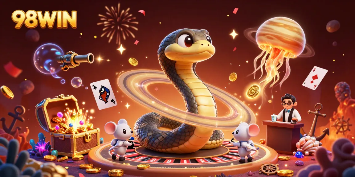 Experience thrilling gameplay at 98WIN with cosmic casino elements and vibrant effects.