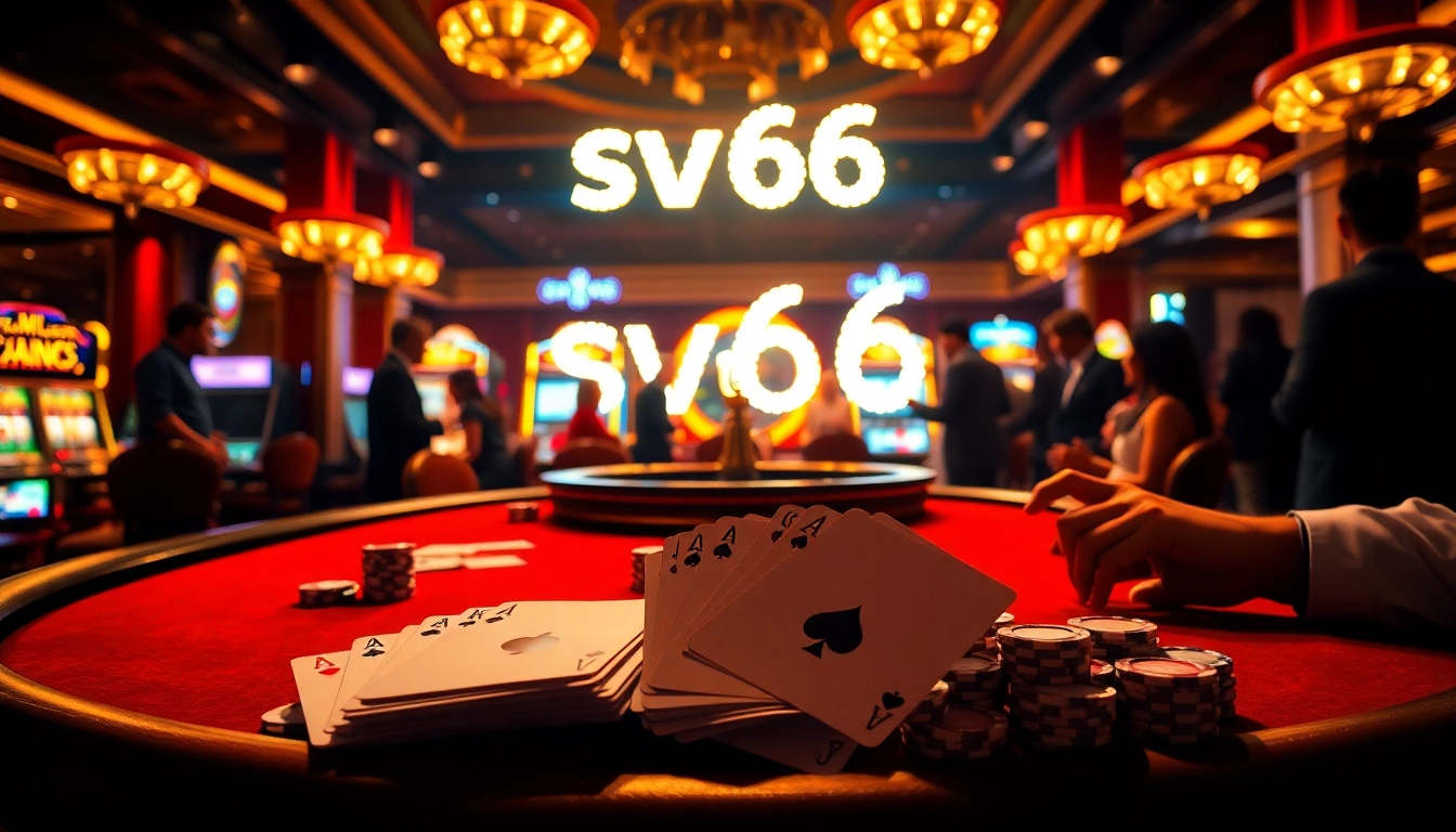 Experience the thrill at SV66 casino with players strategizing at a poker table.