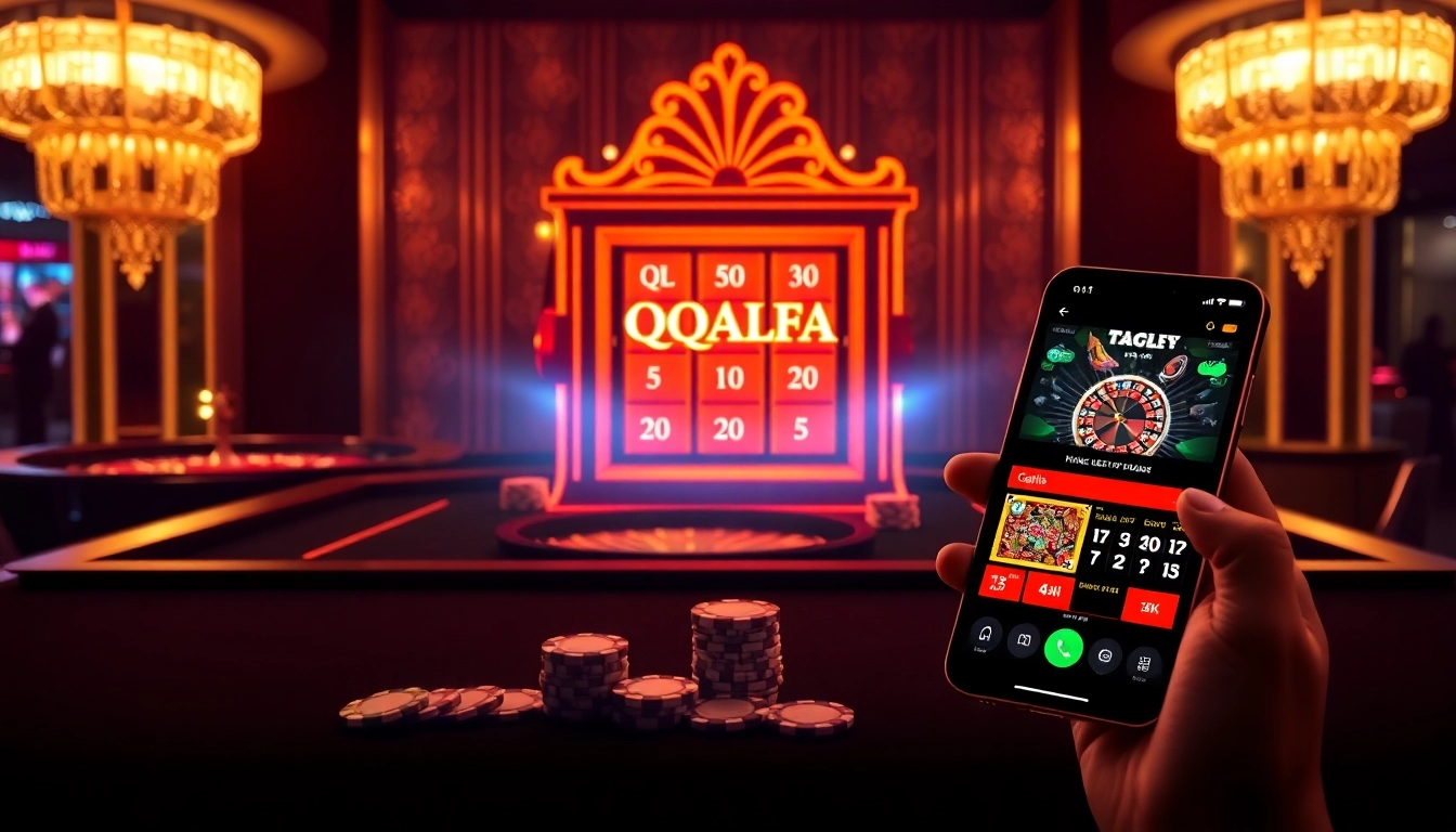 Experience qqalfa with thrilling casino slot action, featuring a luxury slot machine and gaming elements.