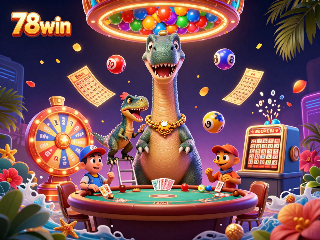 Engage with the excitement of 78win in an interactive casino scene full of vibrant elements