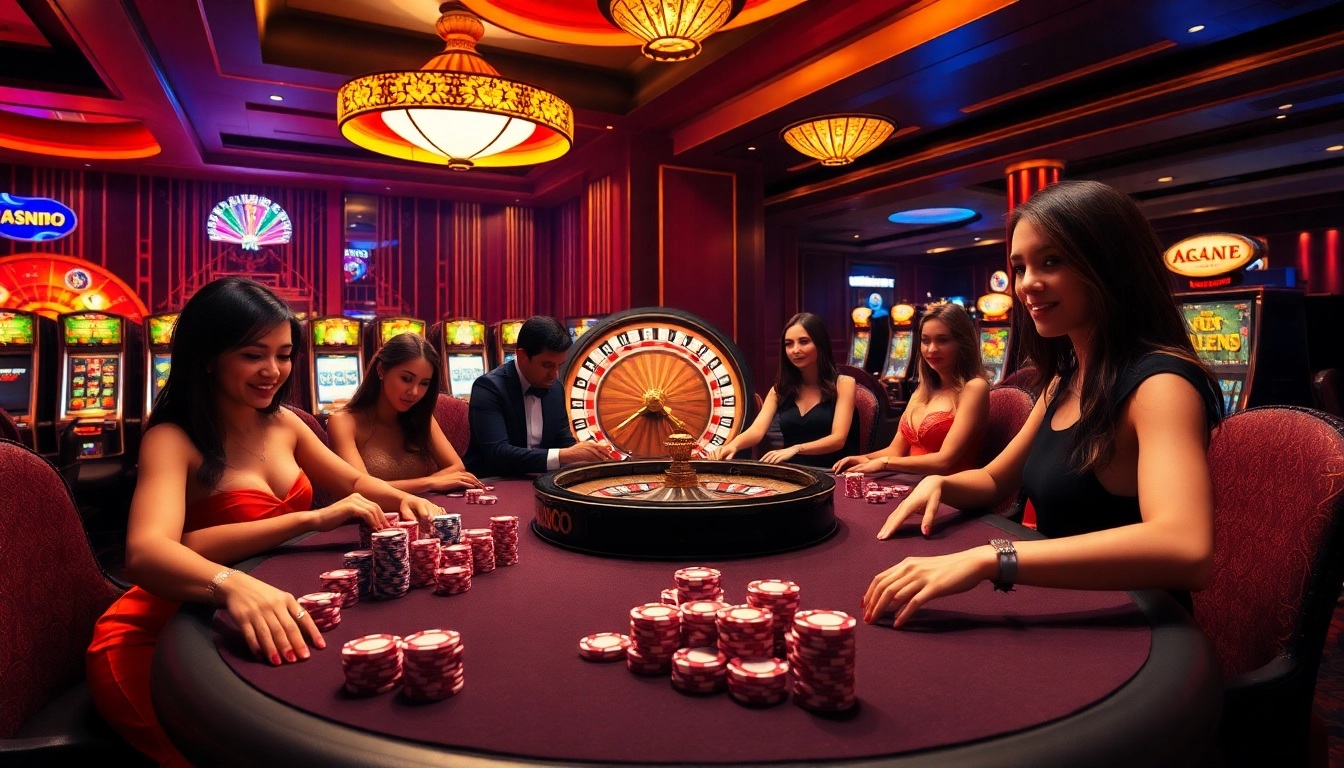 Guests enjoying a thrilling poker game at a casino, promoting excitement about https://fabet.blog/ and online gambling.