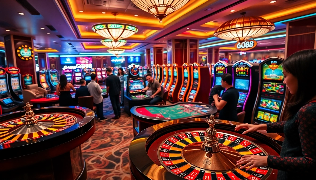 Players enjoying diverse games at GO88 casino in a luxurious gaming environment.