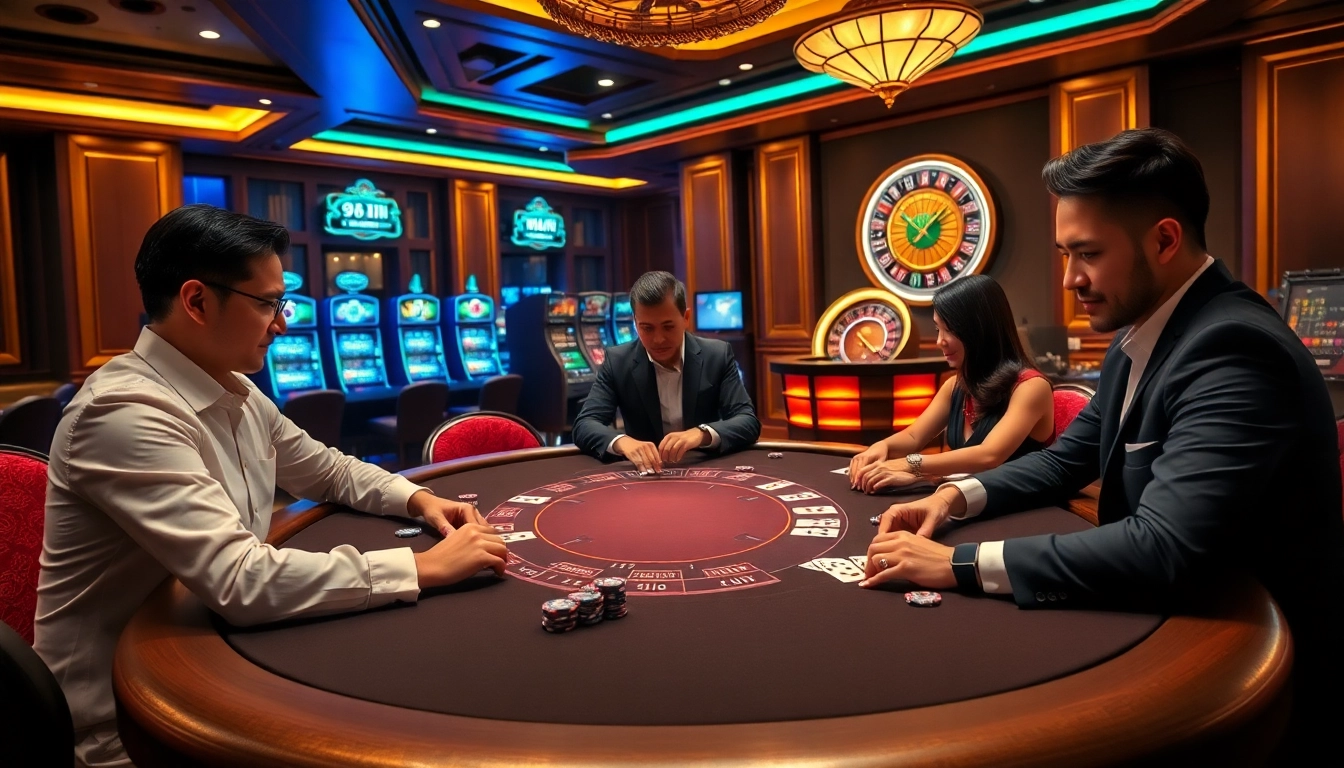 Experience thrilling poker action at 98WIN's luxurious casino tables.