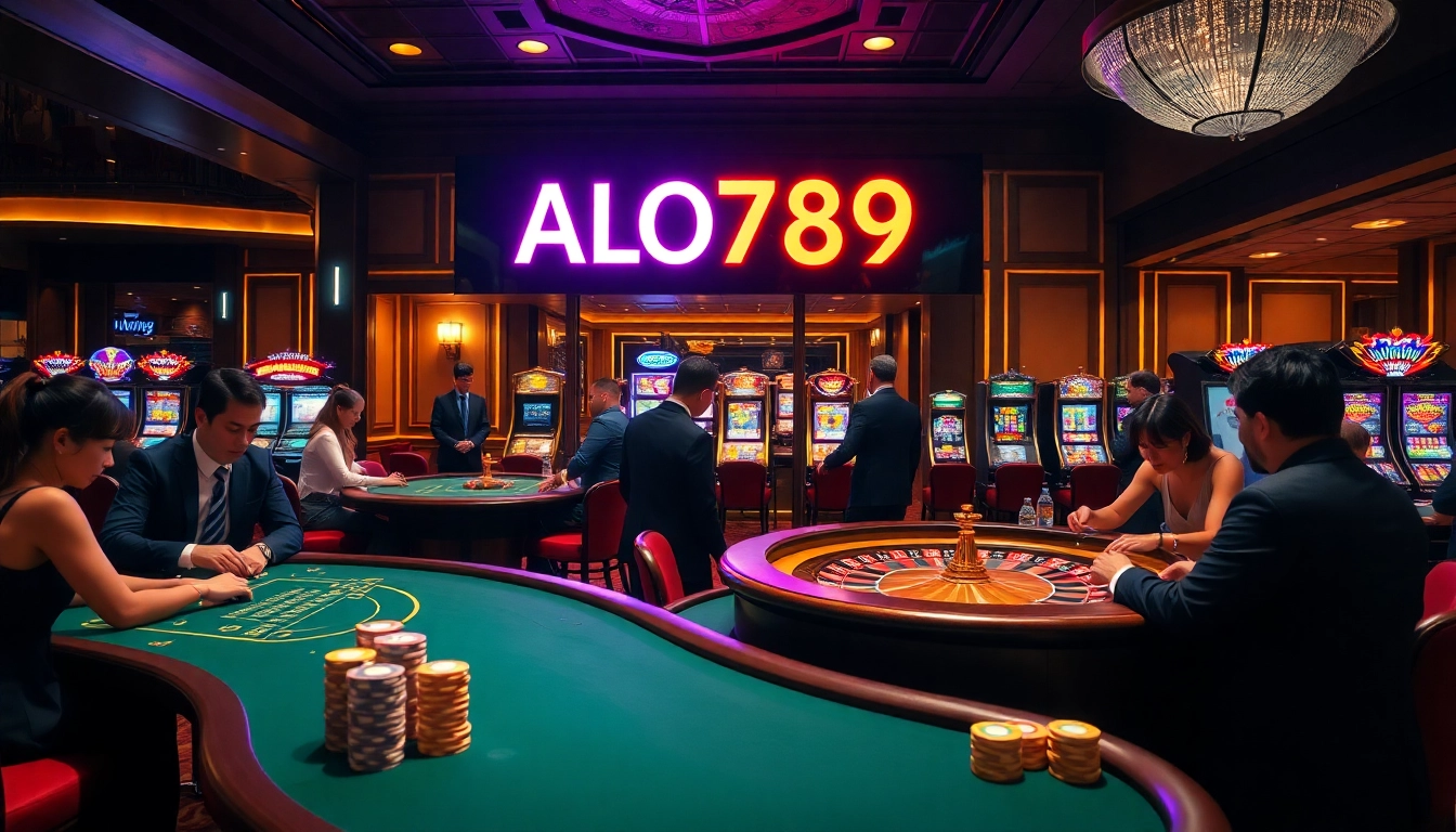 Experience the thrill of betting at ALO789 with colorful poker chips and elegant casino tables.