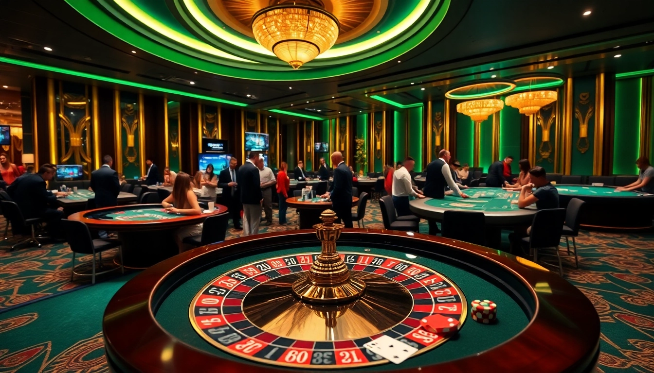 Engaged players at a glamorous casino scene showcasing the excitement of https://88aa1.org/.