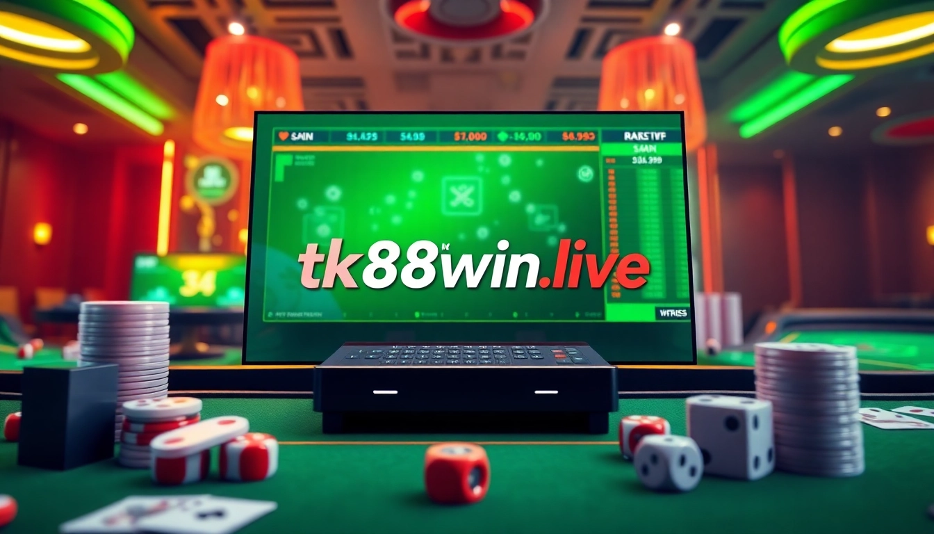 Engaging online gambling interface showcasing tk88win.live with vibrant casino elements.