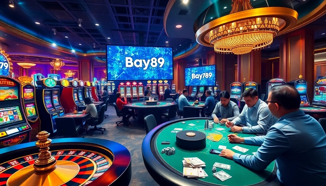 Experience the thrill of winning at Bay789's vibrant casino games with lively poker tables and roulette.