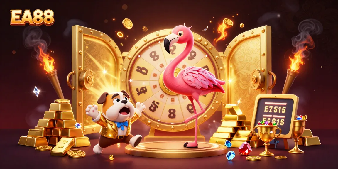 EA88 engages players with a vibrant casino atmosphere, showcasing exciting prizes and dynamic characters.