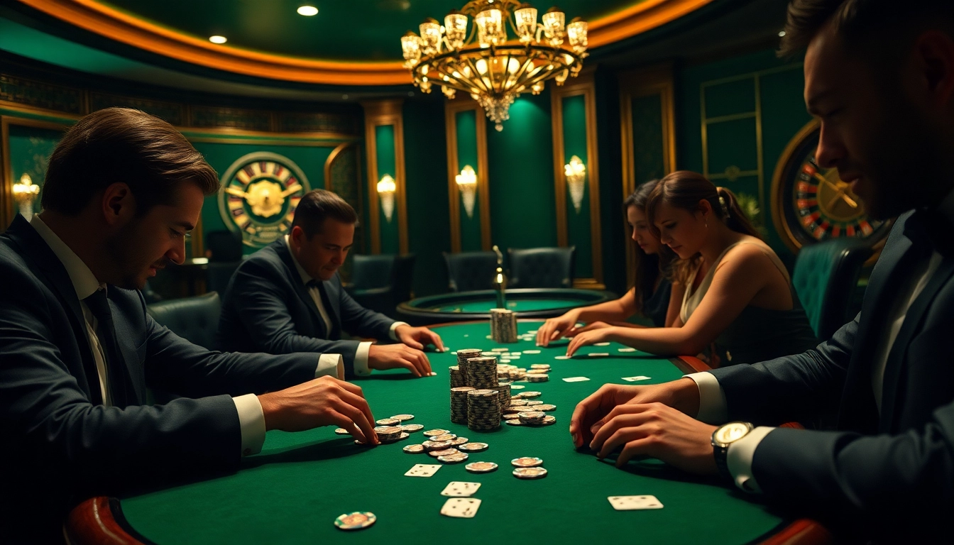 High-stakes poker game at tg88.black with elegant players and vibrant casino ambiance.