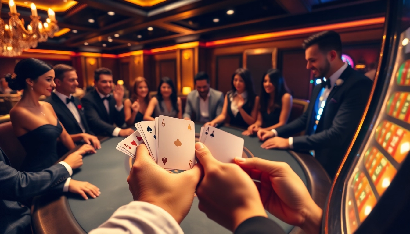 Experience the excitement of gambling at https://okwin68.net/ with players engaged in thrilling card games and vibrant casino visuals.