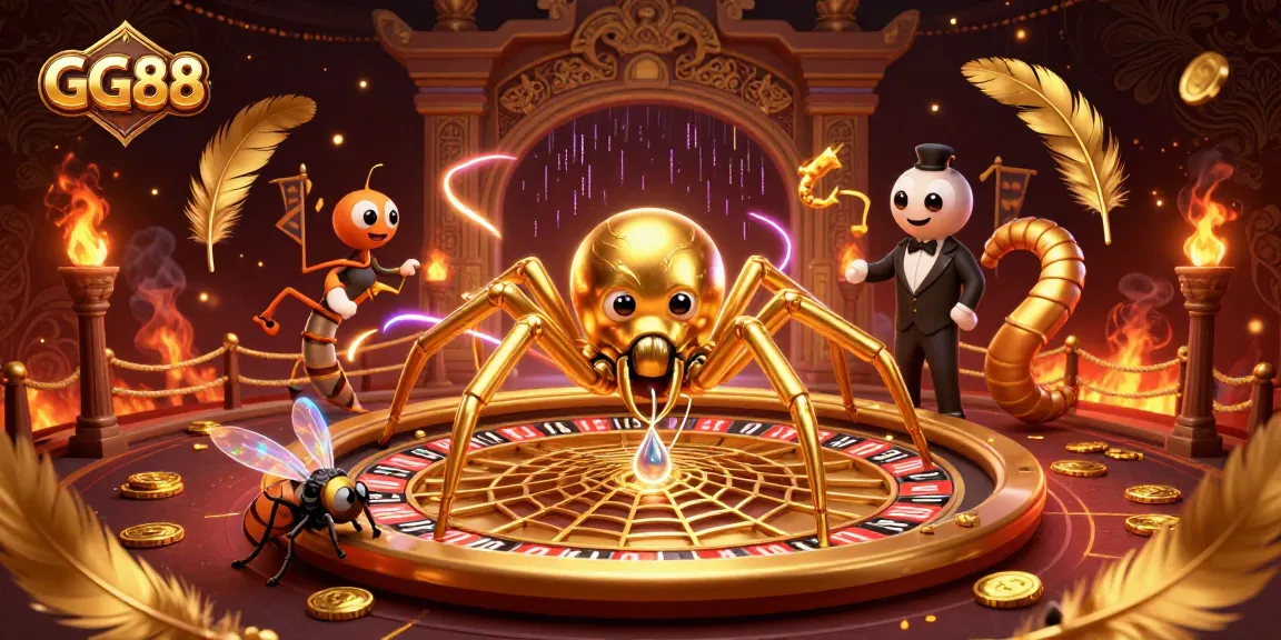 GG88 engages players with an exciting roulette scene featuring a golden spider and dynamic betting action.