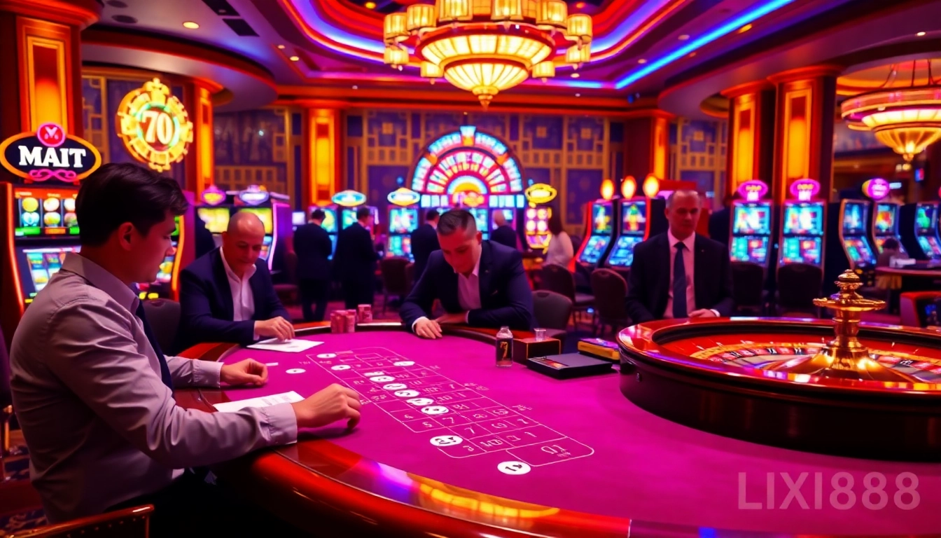 Engaging players at a high-stakes casino table, showcasing the excitement of https://lixi88.run/ online gaming.