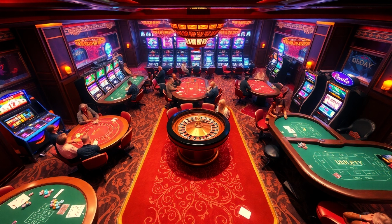 Experience the thrill of 8DAY casino games with vibrant tables and engaging players in high-stakes action.