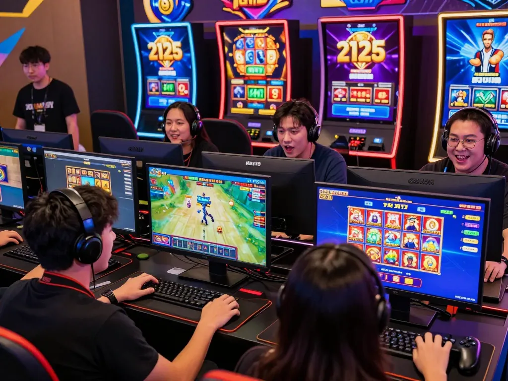 Excited players engaging with games on MAX79's platform, showcasing vibrant gaming experiences.