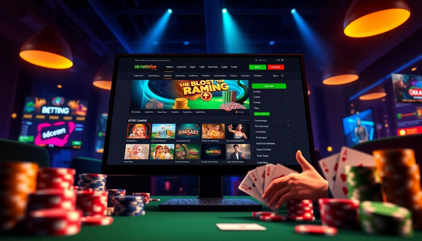Experience the thrill of gaming at okvipwin.live with a vibrant online betting interface showcasing top games.
