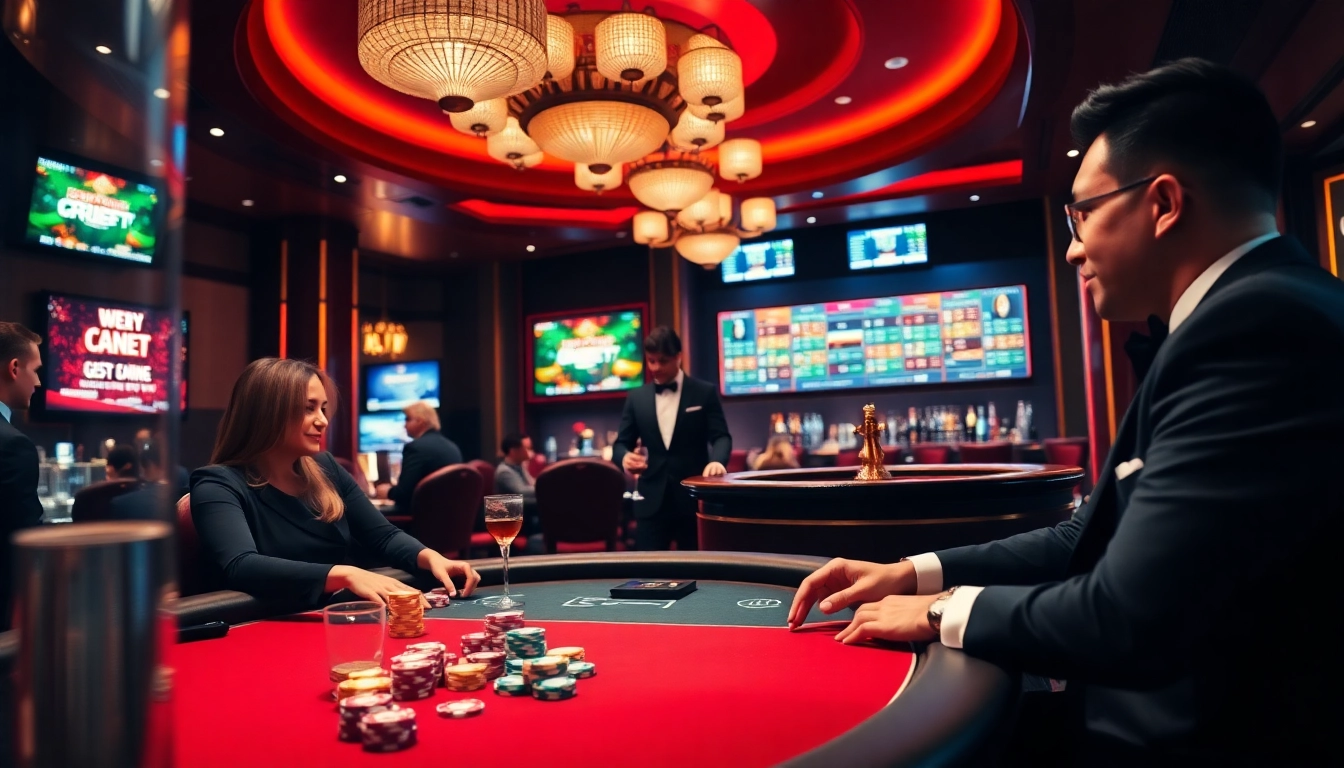Experience the thrill of gambling with bongdalu scores displayed in a luxurious casino environment.