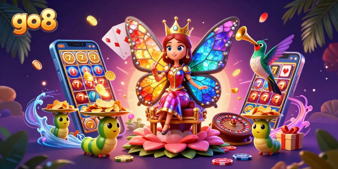 Engage with the exciting go8 slot experience featuring a captivating butterfly queen amidst riches.