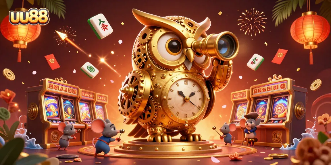 Experience the thrilling atmosphere of uu88 casino with intricate golden owl scanning for jackpot opportunities.
