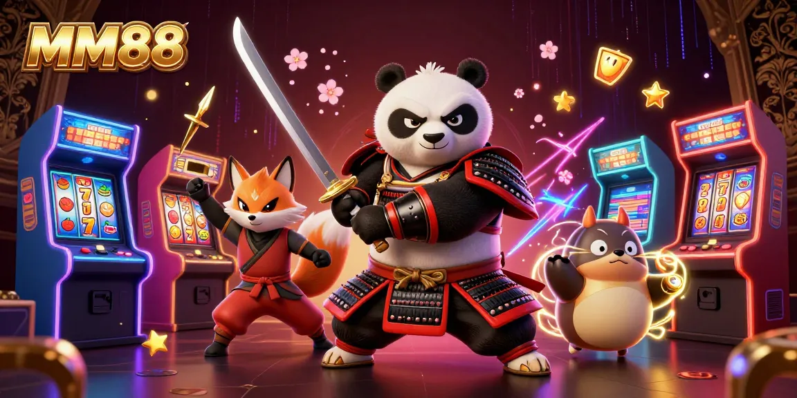 Experience the excitement of MM88 casino with a dynamic 3D illustration featuring vibrant gaming elements.