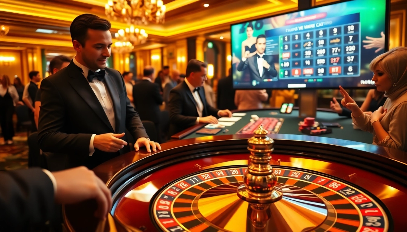 Experience the thrill of W188's casino environment, showcasing a vibrant roulette table and engaging players.