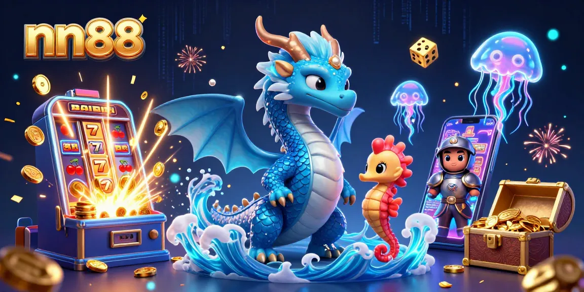 Experience the excitement of nn88 with vibrant slot machines and glowing sea creatures in action.