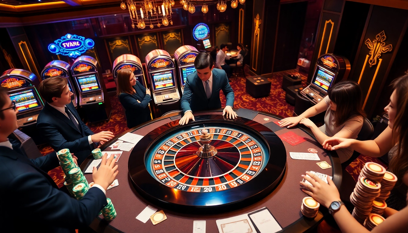 Experience the thrill of gambling at rikbet with vibrant casino tables and lively players.