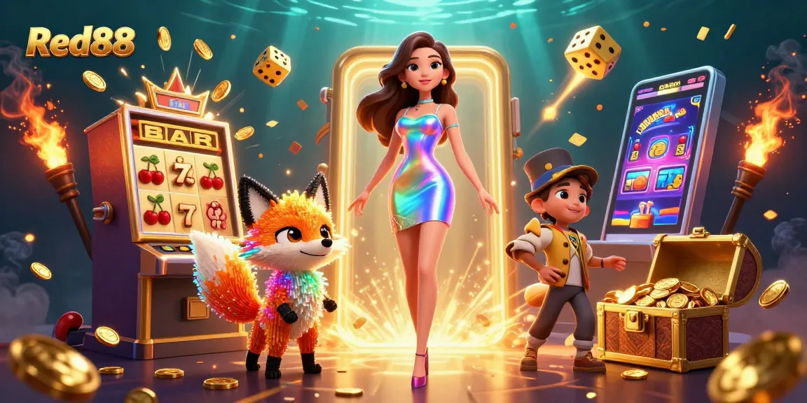 Experience exciting gameplay with Red88, showcasing dynamic slot machines and engaging casino elements.
