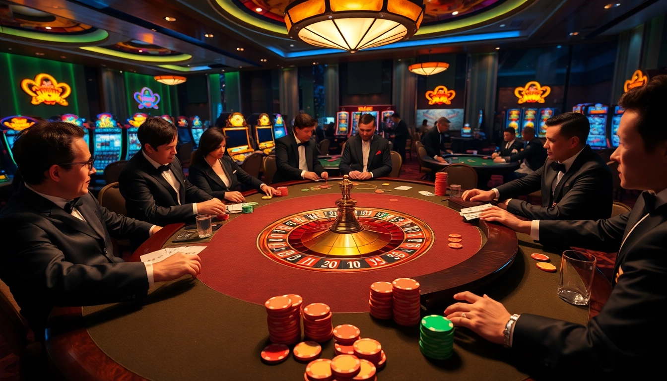 Experience thrilling gaming at Fun 88's vibrant casino atmosphere with poker and roulette.