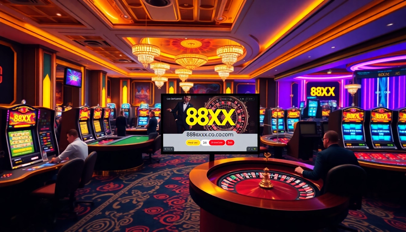 Players enjoying games at 88xx.co.com, showcasing excitement in a luxurious casino atmosphere.
