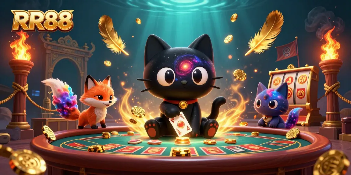 Play exciting games at RR88 with a cosmic casino scene featuring dynamic characters and vibrant elements.