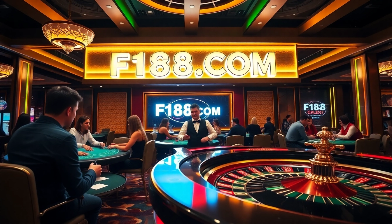 Exciting gameplay at F168.COM casino with poker and roulette tables in action.