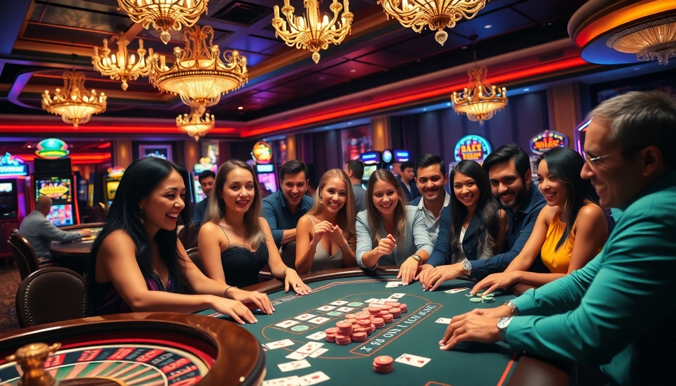 Gamblers experiencing the thrill of high stakes at 7M casino tables with vibrant action.