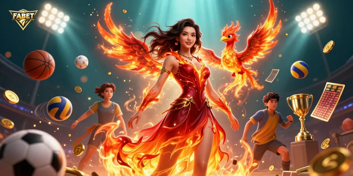 Bet on winning strategies with FABET, featuring dynamic sports action and vibrant characters.