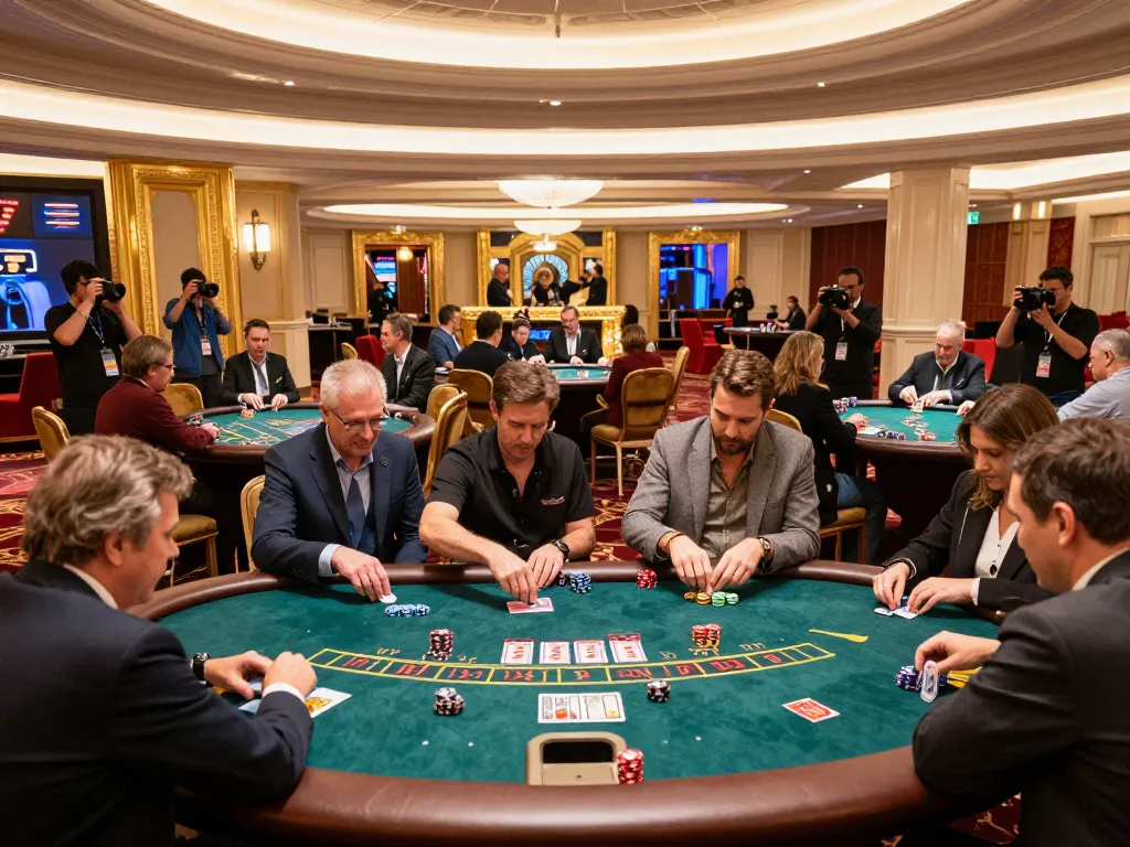 Engaged players at xin88's vibrant casino tables, showcasing intense gameplay and excitement.