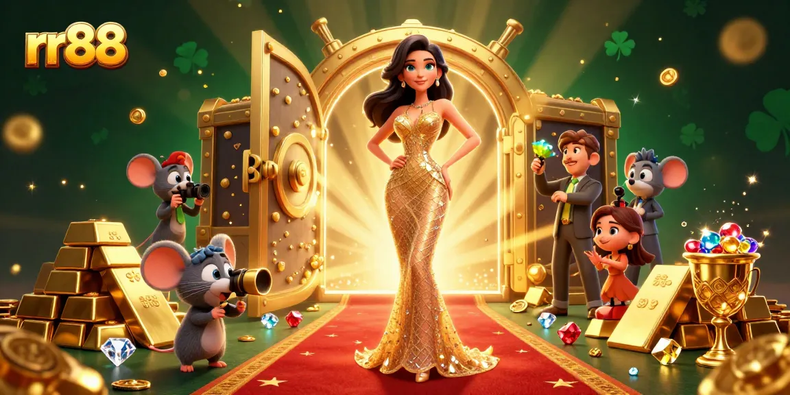 Experience thrilling gaming action with rr88 in a vibrant 3D casino scene showcasing golden treasures.