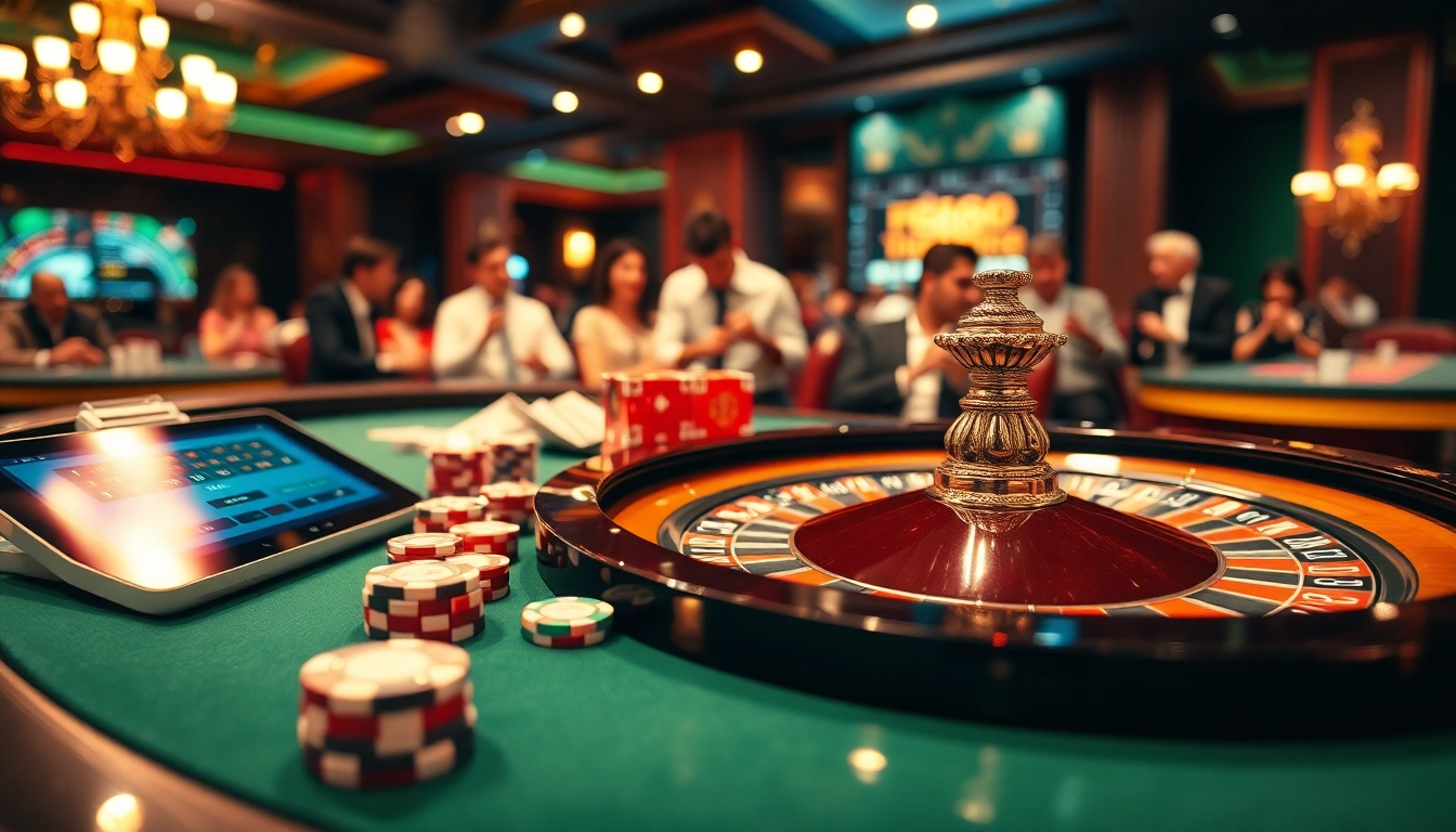 Players enjoying intense moments at F168's vibrant online casino, featuring roulette and cards.
