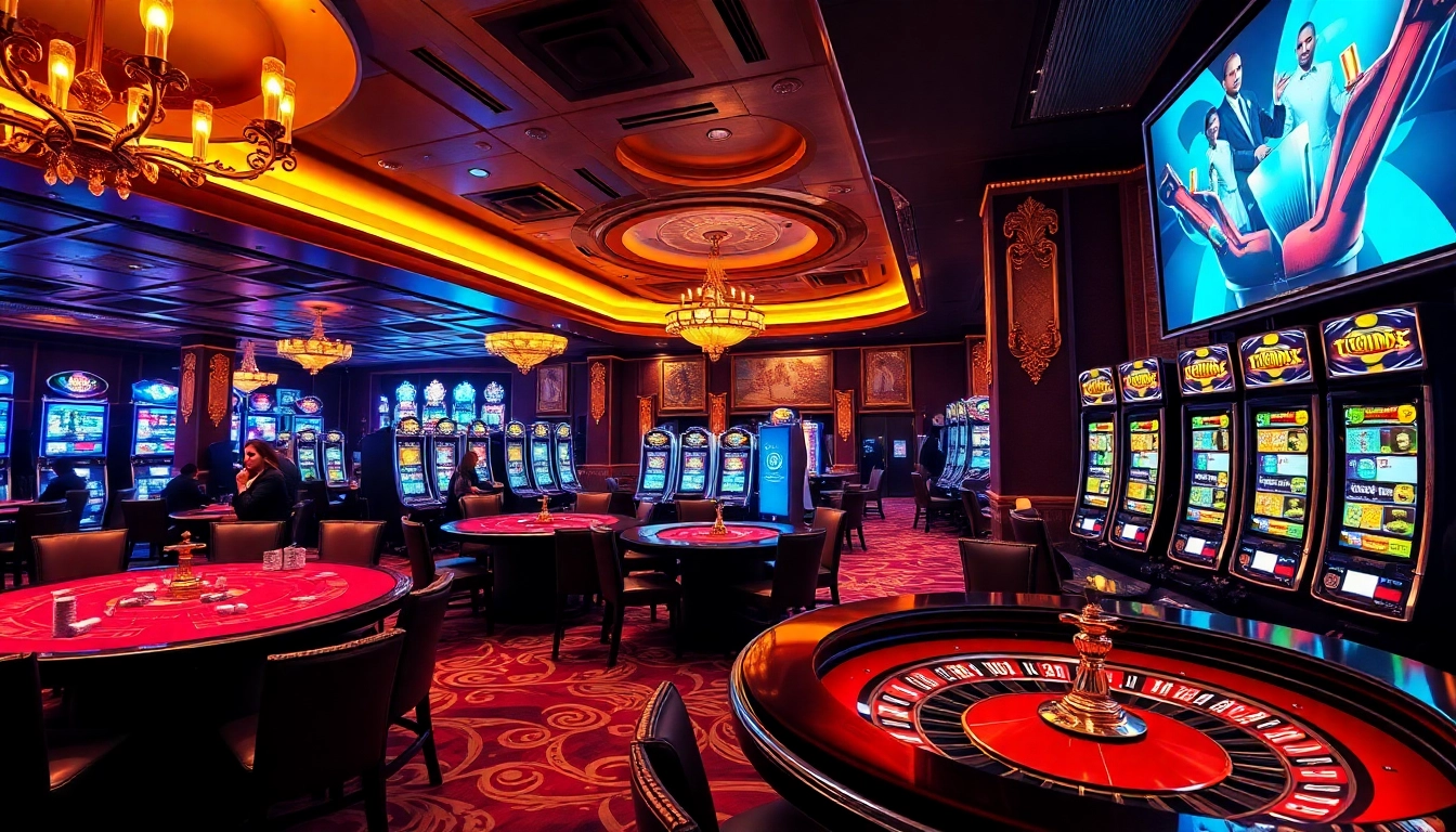 Exciting casino scene featuring gaming tables and slot machines at https://kjc.se.net/ for thrilling gameplay.