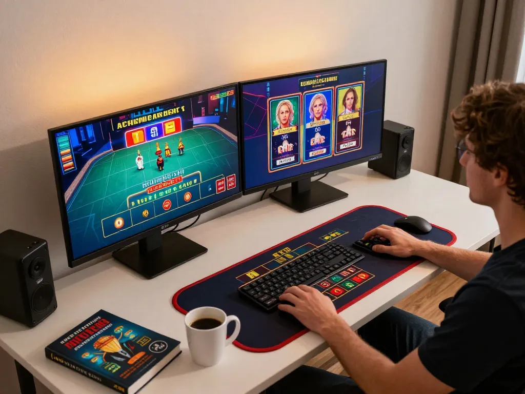 Nohu90 player enjoying thrilling online casino games at modern gaming setup