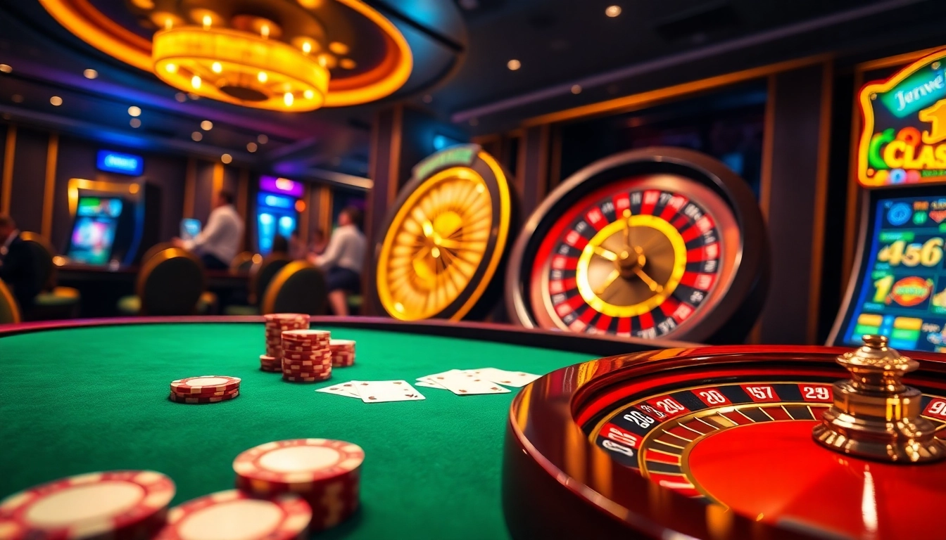 Players enjoying PG88 casino games at an elegant gaming table with vibrant slot machines.