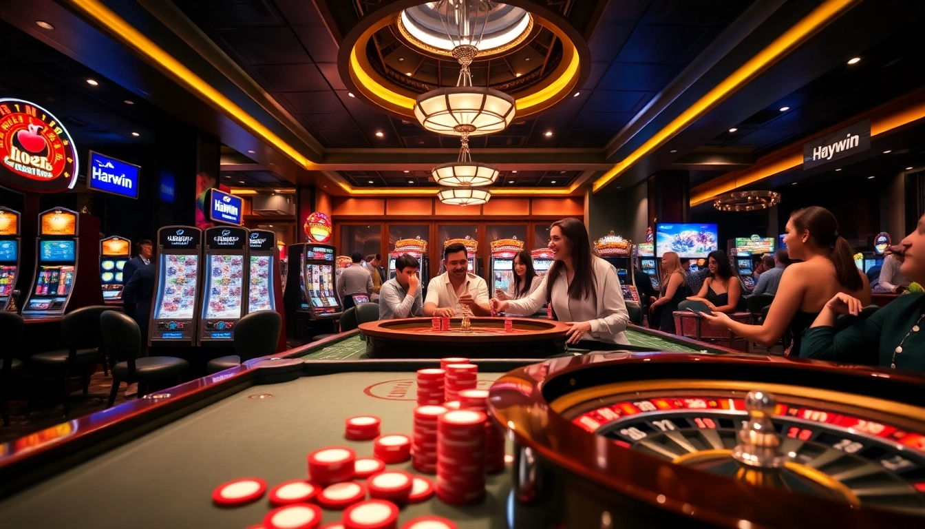 Experience excitement at Haywin's casino with vibrant gaming tables and eager players.