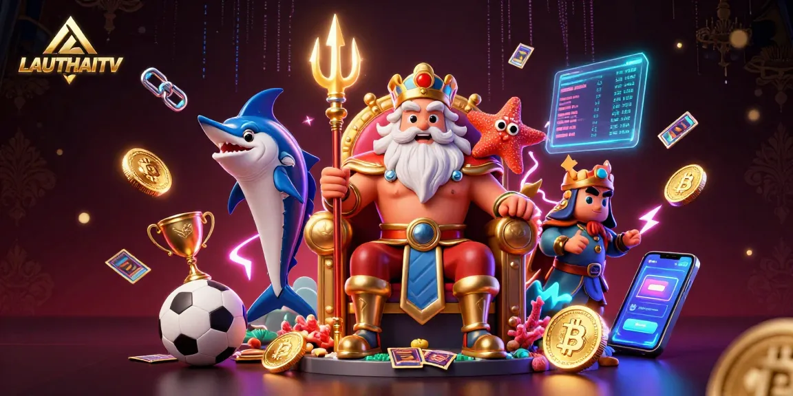 LAUTHAITV delivers an exciting sports betting experience with dynamic games and vibrant elements in this illustration.
