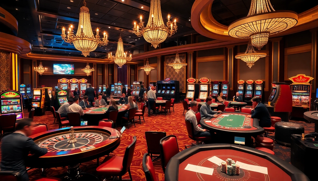 Engaging casino scene with vibrant tables showcasing mm66 bet excitement and strategic gameplay.