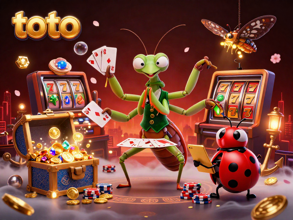 Experience thrilling casino action with Toto in this vibrant and dynamic illustration, featuring lively characters and captivating elements.
