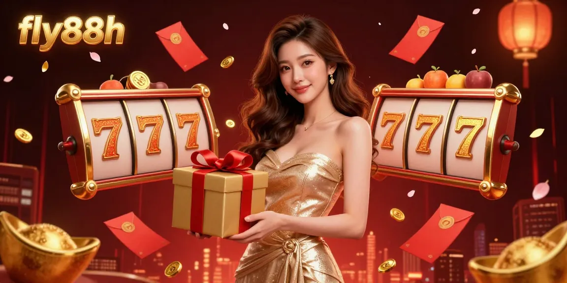 Join the excitement at fly88h with vibrant slots and golden winnings in a festive casino atmosphere.
